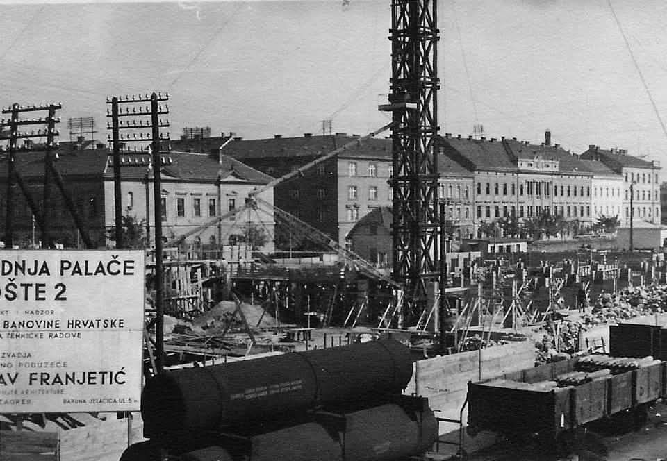 Izgradnja pošte u Branimirovoj 1940. godine